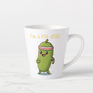 Caneca De Café Latte Sou um Fit-Dill! Design de Piada de Pickle de Trei