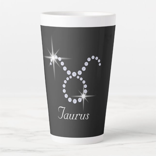 Caneca De Café Latte Sparkly Diamond Taurus (Frente)