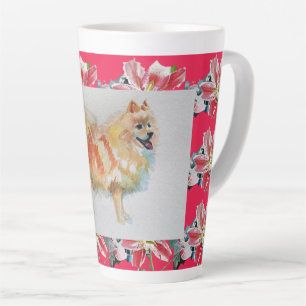 Caneca De Café Latte Spitz alemão Pomeranian Watercolor Dog Latte Mug