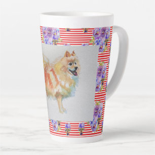Caneca De Café Latte Spitz alemão Pomeranian Watercolor Dog Latte Mug