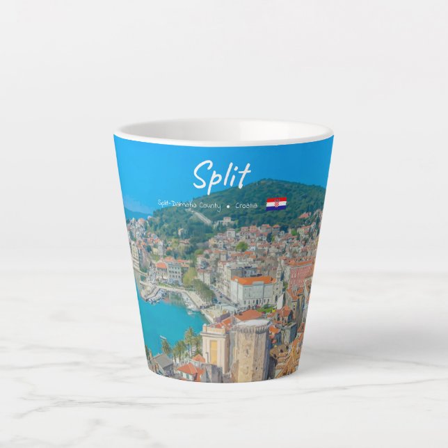 Caneca De Café Latte Split, Croácia - Pequena Cidade Costeira (Frente)