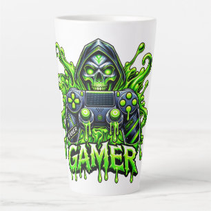 Caneca De Café Latte Spooky Gaming – Controle de Fantasma Gamer de Hall