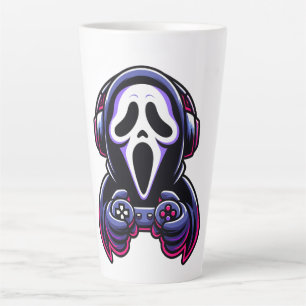 Caneca De Café Latte Spooky Gaming – Controle Fantasma de Gamer de Hall