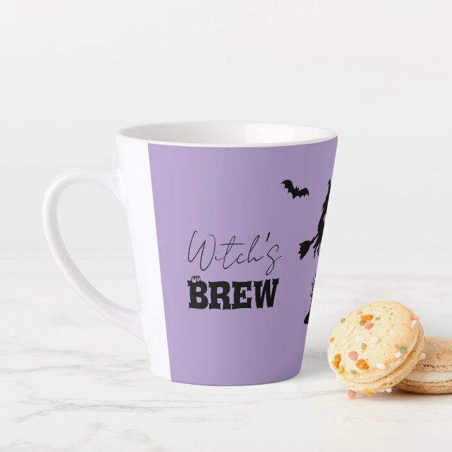Caneca De Café Latte Spooky Haunted House & Witch Silhouette | (In Situ)