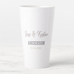 Caneca De Café Latte Sr & Sra adicionar sobrenome data ano lembrancinha