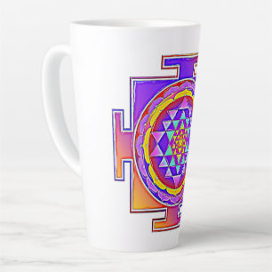 Caneca De Café Latte Sri Yantra - Símbolo hinduísmo Design 1