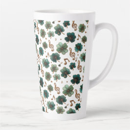 Caneca De Café Latte St. Patrick’s Day Musical Shamrock