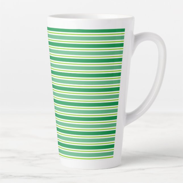 Caneca De Café Latte St. Patrick's Day Green Stripes Pattern-54608 (Direita)