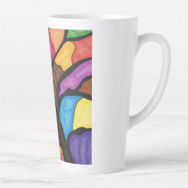 Caneca De Café Latte Stain glass tree art 