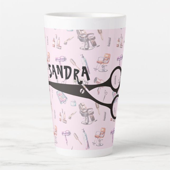 Caneca De Café Latte Stairdresser de Tesoura Personalizado (Frente)