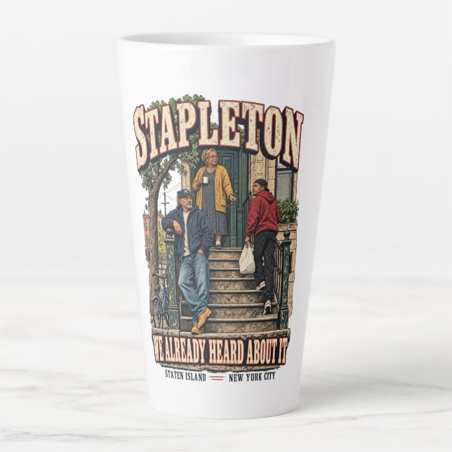 Caneca De Café Latte Stapleton Staten Island Nova York (Frente)