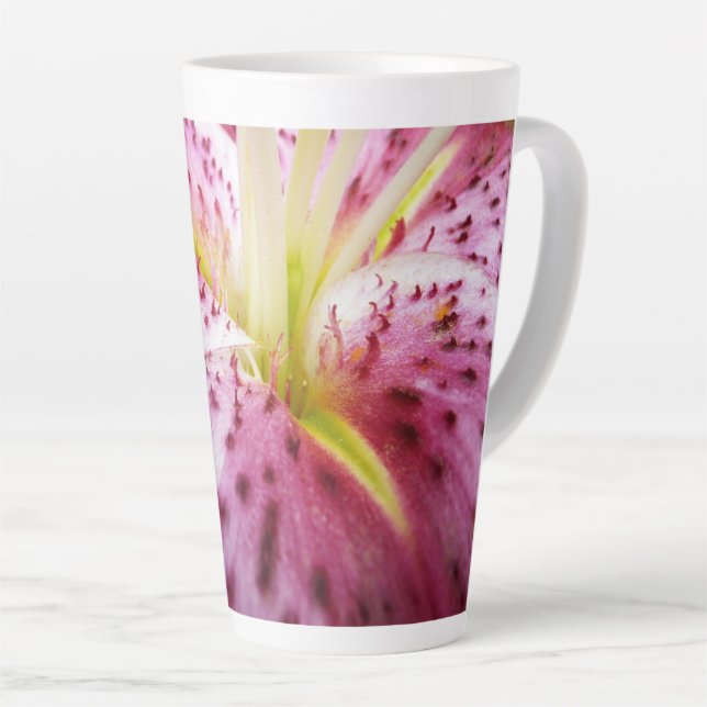 Caneca De Café Latte Stargazer Lily Bright Magenta Floral (Ângulo direito)