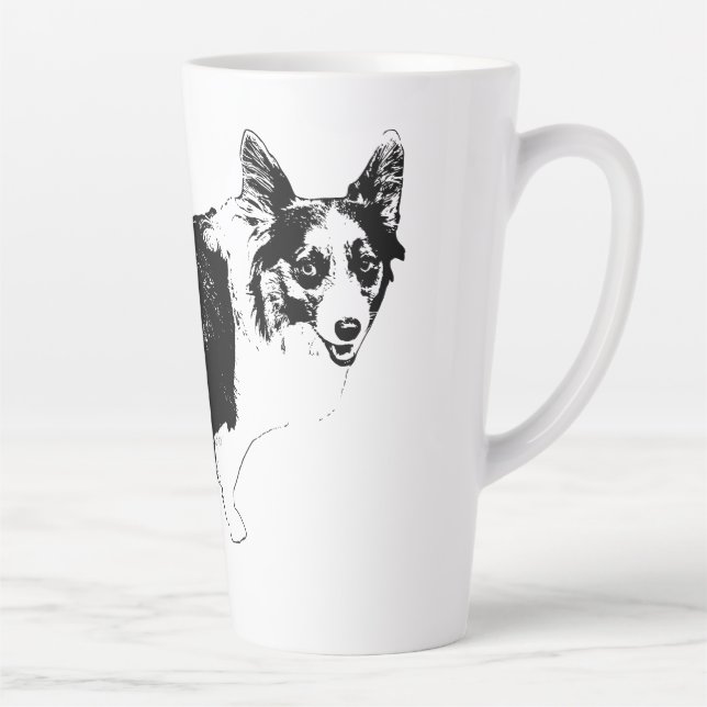 Caneca De Café Latte Starlit Corgi Cheer (Direita)