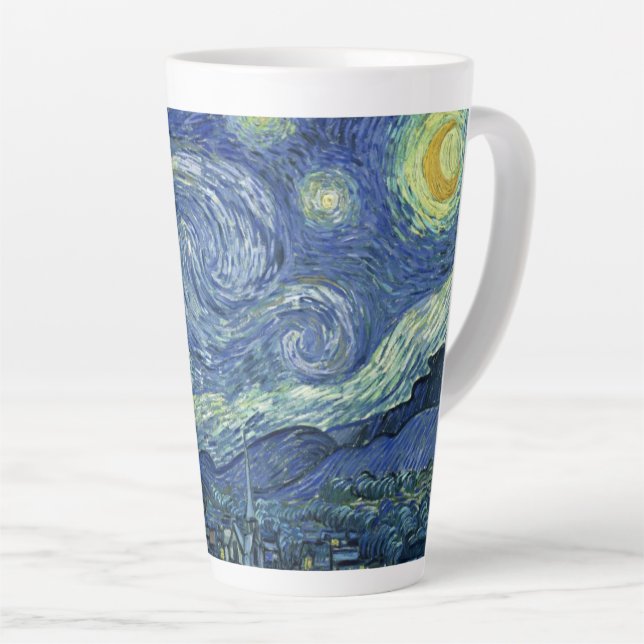 Caneca De Café Latte Starry Night-Vincent van Gogh (Ângulo direito)