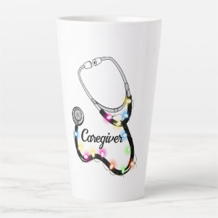 Caneca De Café Latte Stethoscope Com Luzes De Natal Enfermeira De Natal