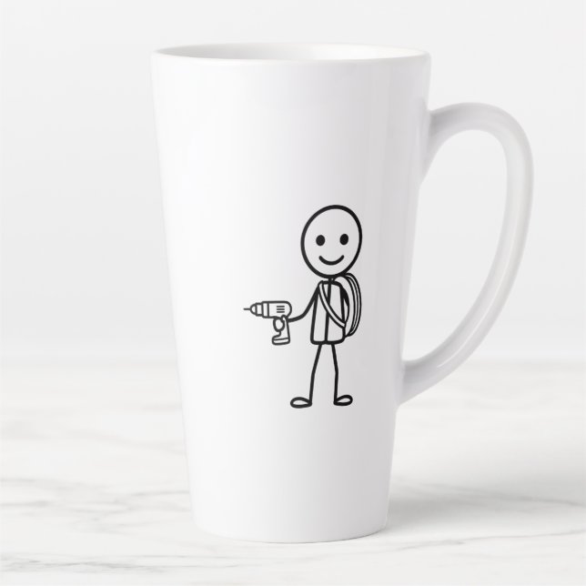 Caneca De Café Latte Stickmen At Work - O Eletricista (Direita)