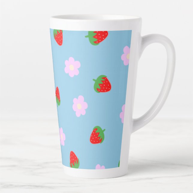 Caneca De Café Latte Strawberries & Flowers (Direita)