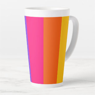Caneca De Café Latte Stripes Arco-íris