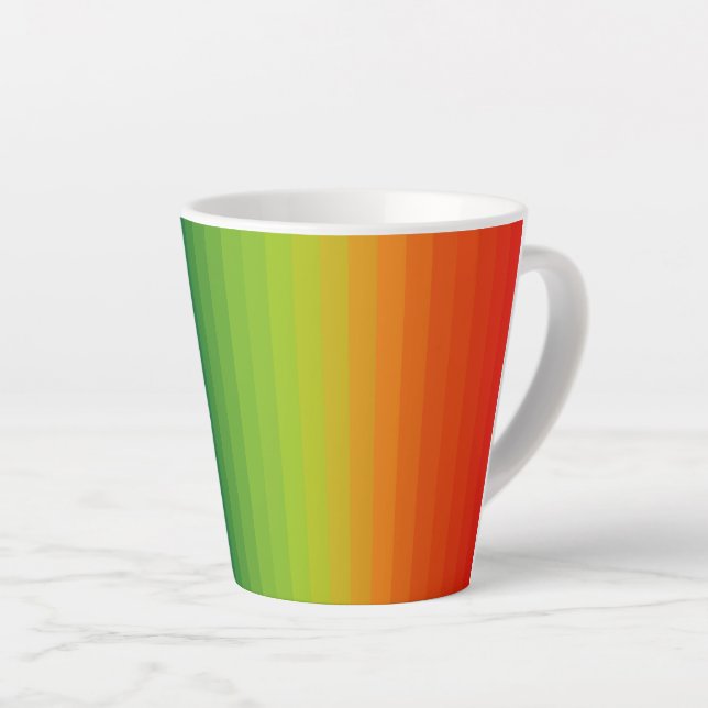 Caneca De Café Latte Stripes Arco-íris (Ângulo direito)