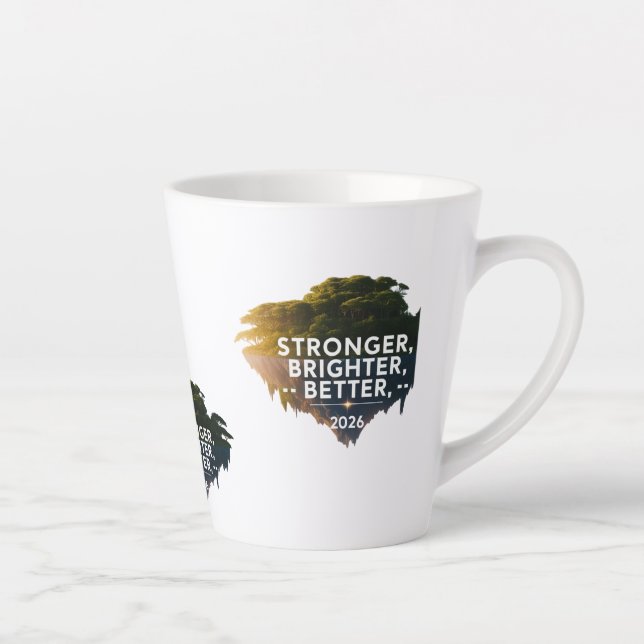 Caneca De Café Latte Stronger Brighter Better 2026 | Serene Floating (Direita)