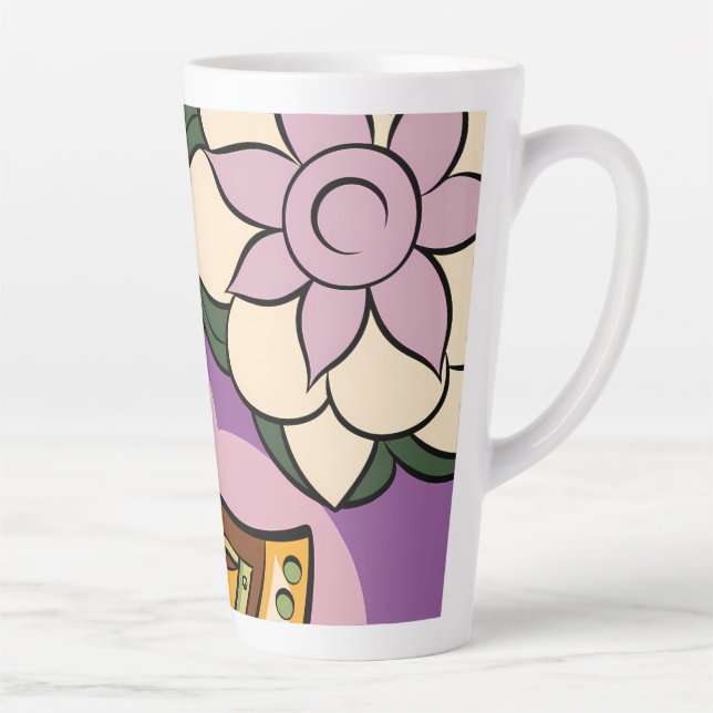 Caneca De Café Latte Stylized Axe and Flower Design (Direita)