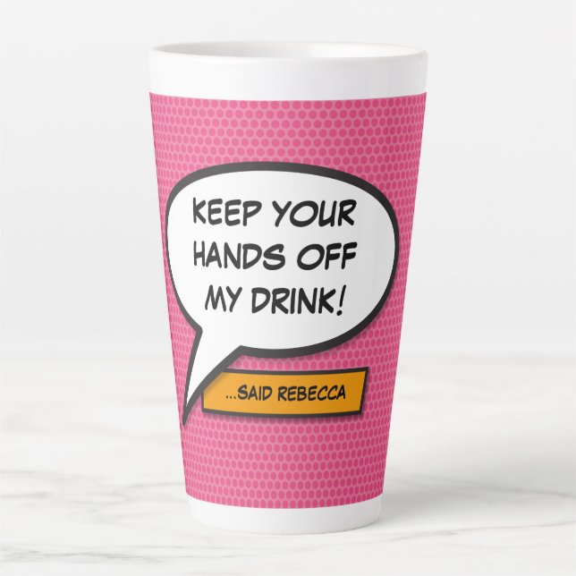 Caneca De Café Latte Sua Mensagem Diversão De Bolhas Retrorna Livro De  (Frente)