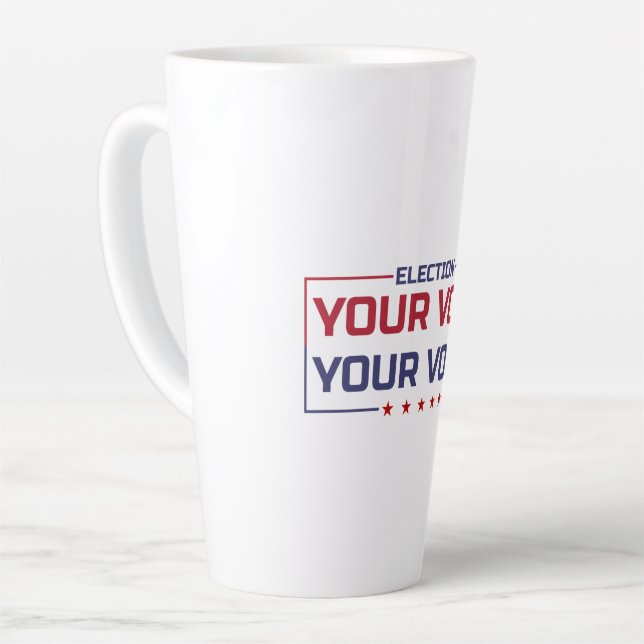 Caneca De Café Latte Sua Votação Sua Voz fonte colorida (Ângulo esquerdo)