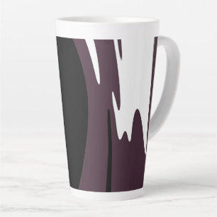 Caneca De Café Latte Submersão: Abstrato preto, branco, roxo e verde