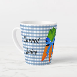 Caneca De Café Latte Suco de Cenoura Xadrez Azul Estilo Fazenda 