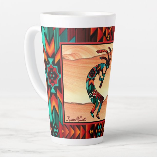 Caneca De Café Latte Sudoeste Kokopelli Latte Mug (Ângulo esquerdo)