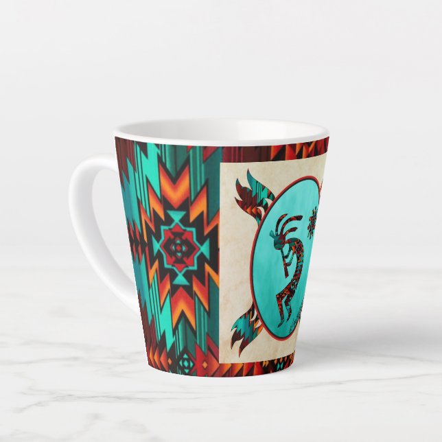 Caneca De Café Latte Sudoeste Kokopelli Latte Mug (Ângulo esquerdo)