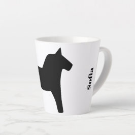 Caneca De Café Latte Sueco Dala Horse Black