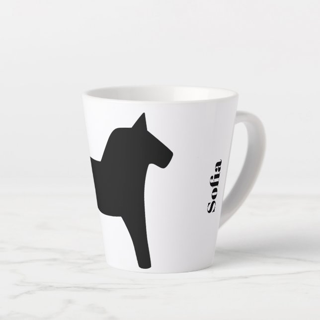 Caneca De Café Latte Sueco Dala Horse Black (Ângulo direito)