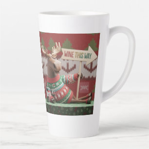 Caneca De Café Latte Suéter Feio de Natal Rena. Vinho deste lado