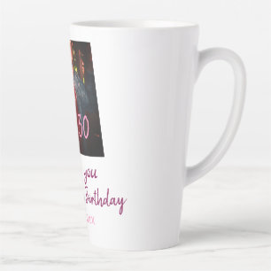 Caneca De Café Latte Sujo 30 Adição de Apelido de Aniversário pink data