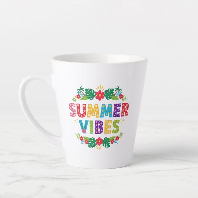 Caneca De Café Latte Summer Vibes Floral Design- 54504 Hoodie (Esquerda)