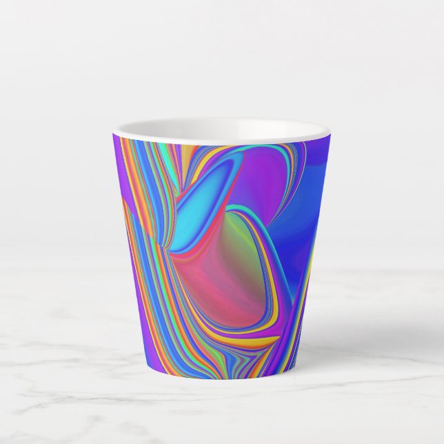 Caneca De Café Latte Summersense, Abstrato 3D Rainbowart (Frente)