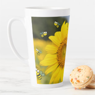 Caneca De Café Latte Sunflower Bumblebee Latte Mug