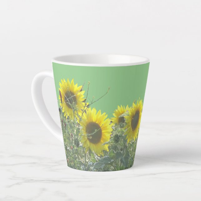 Caneca De Café Latte Sunflower Cust. BC Green Latte Mug (Ângulo esquerdo)
