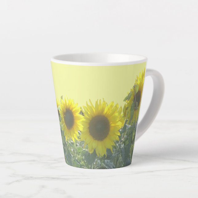 Caneca De Café Latte Sunflower Cust. Caneta Lateral BC (Ângulo direito)