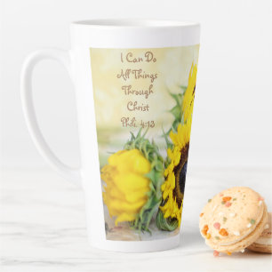 Caneca De Café Latte Sunflower Latte Mug Philippians 4:13 Escritura