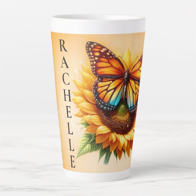 Caneca De Café Latte Sunflower Monarch (Frente)