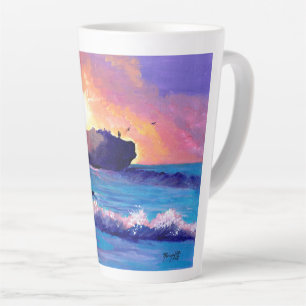 Caneca De Café Latte Sunrise na Praia de Naufrágio Latte Mug