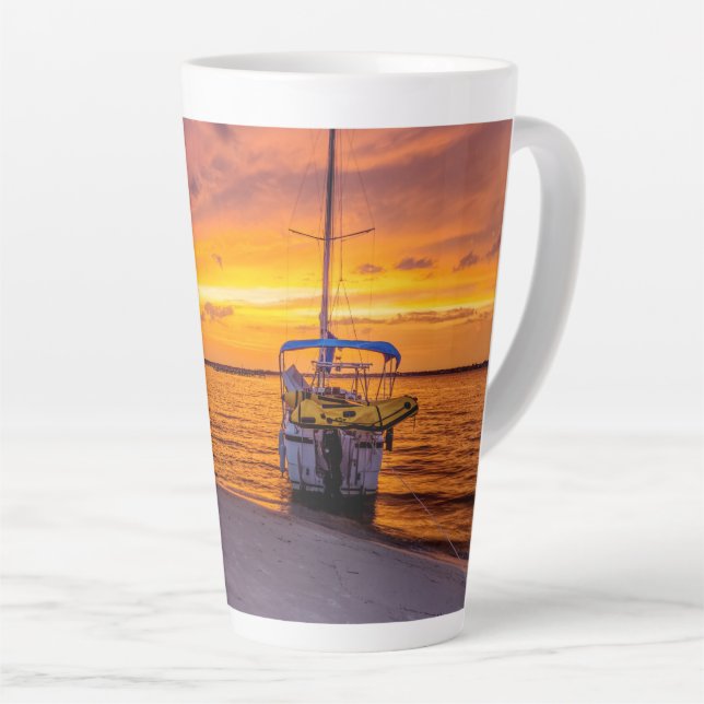 Caneca De Café Latte Sunset de Fogo Navarre da Flórida (Ângulo direito)