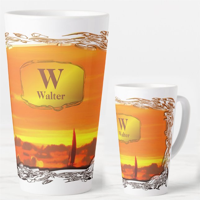 Caneca De Café Latte Sunset de veleiro 1300 (Criador carregado)