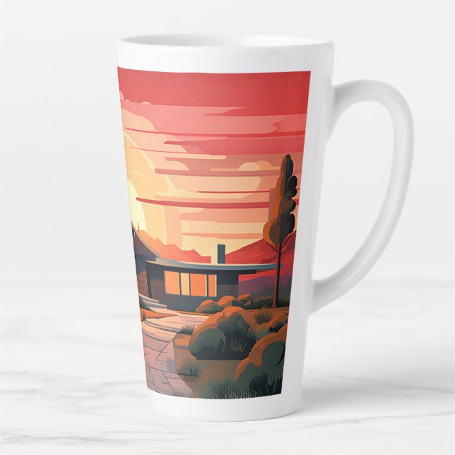 Caneca De Café Latte Sunset Moderno do Século médio (Direita)