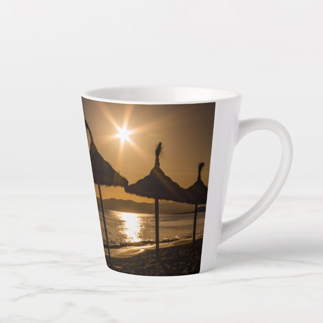Caneca De Café Latte Sunset na praia, Maiorca, Espanha (Direita)
