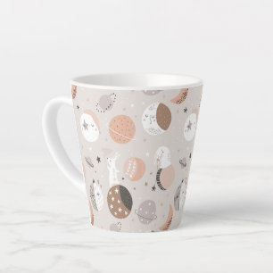 Caneca De Café Latte Suores Pedaços De Sonho Em Padrão Espacial