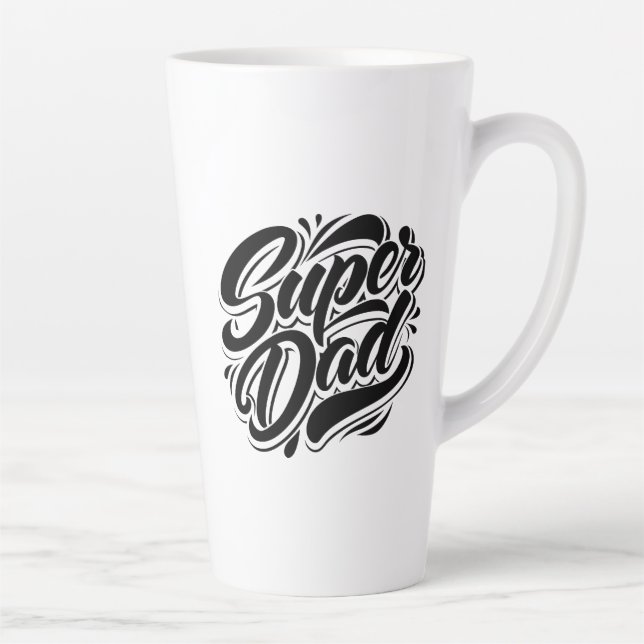 Caneca De Café Latte Super Dad Hero Typography Design-67888 (Direita)