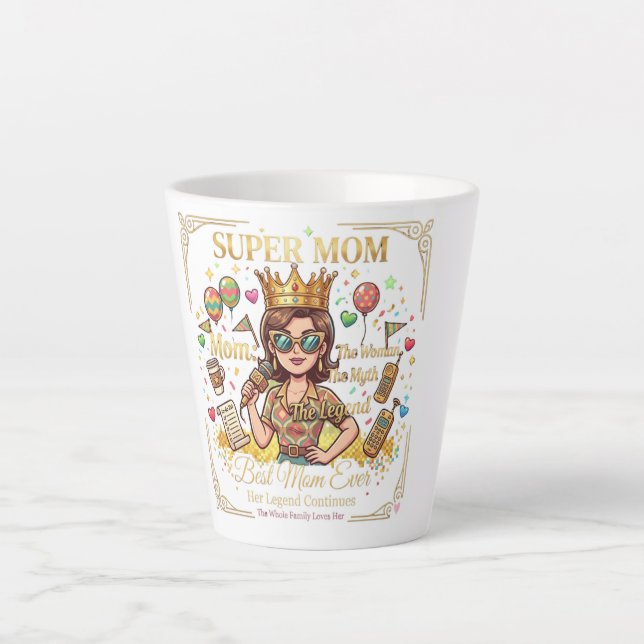 Caneca De Café Latte Super mom coffe cup  (Frente)